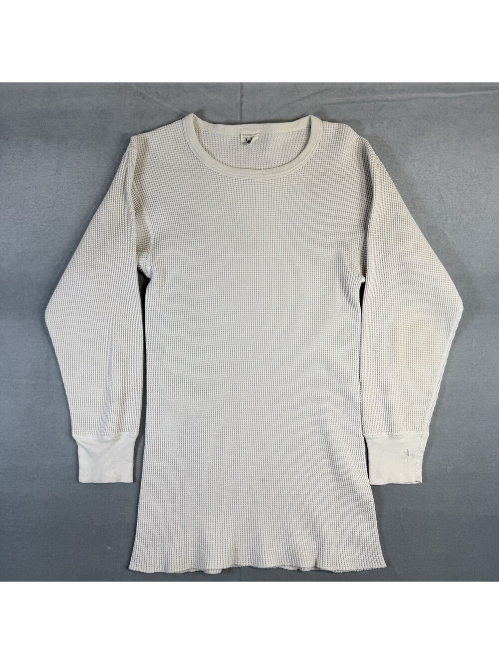 Vintage 80s Sears Thermal Shirt Mens XL White Long Sleeve WaffleKnit